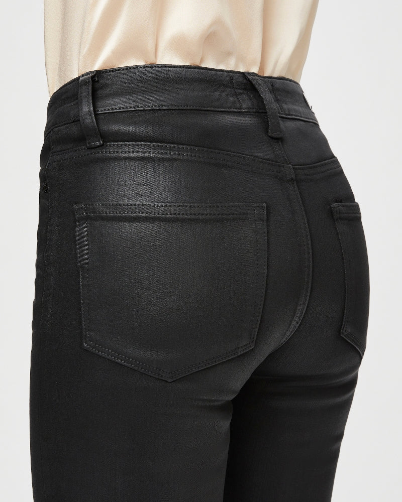 Paige Cindy Crop Straight Jeans - Coated Black Fog Luxe