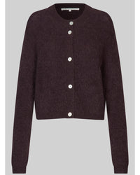Second Female Andrea Rib L/S Cardigan - Chocolate Plum
