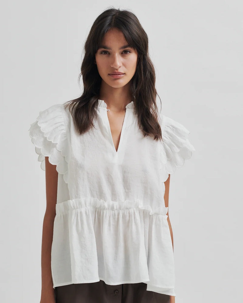 Second Female Terra Frill Top - white