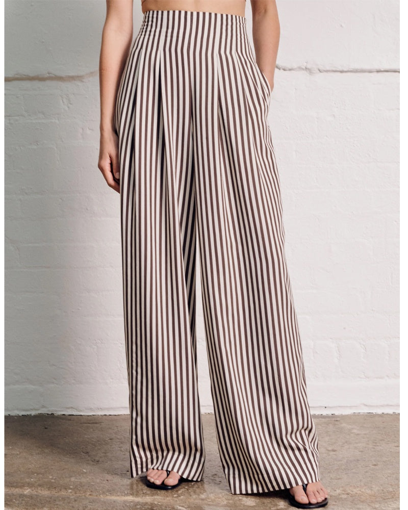 Vivere Nellie Trousers - Brown/Cream Stripe