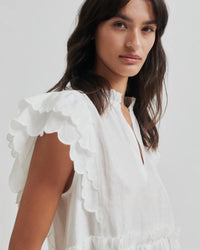 Second Female Terra Frill Top - white
