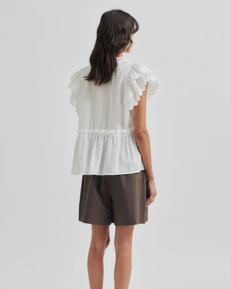 Second Female Terra Frill Top - white