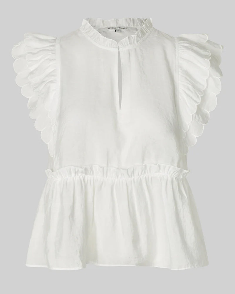 Second Female Terra Frill Top - white