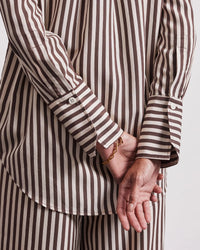 Vivere Lois Oversized Shirt - Brown/Cream Stripe