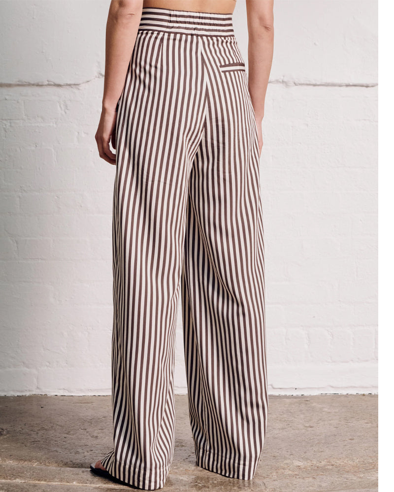 Vivere Nellie Trousers - Brown/Cream Stripe