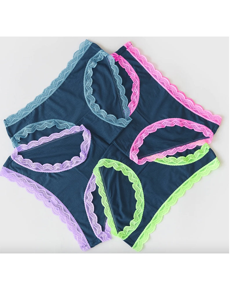 Stripe and Stare Knickers Box - Midnight Neon