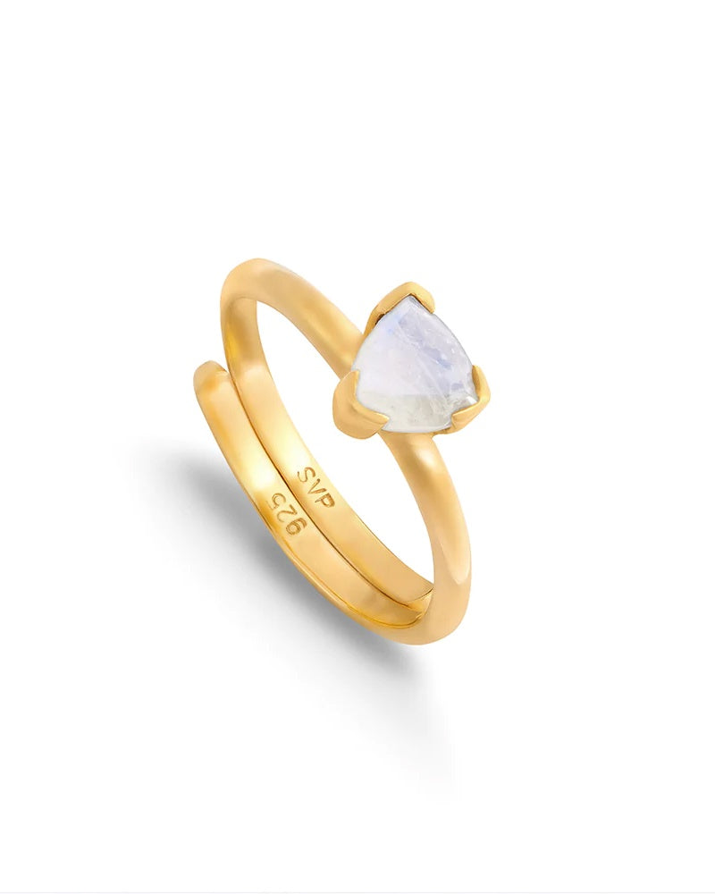 SVP Audie Gold Ring - Rainbow Moonstone