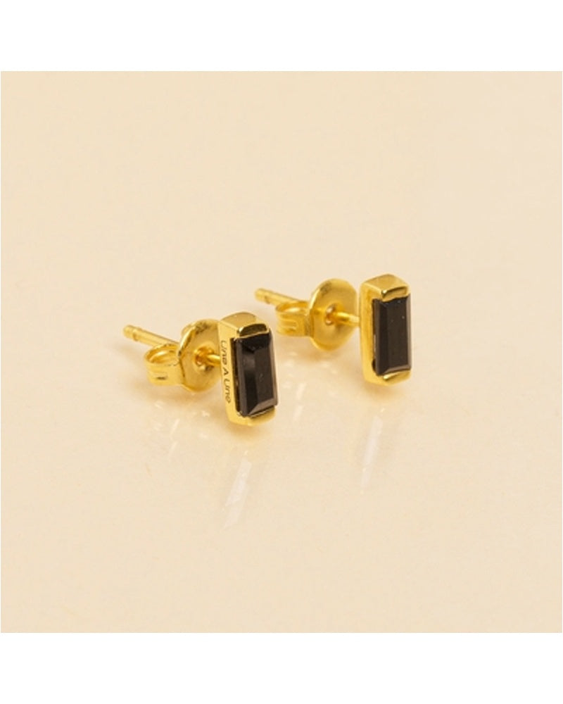 Une a Une Crystal Stud Earrings - Black
