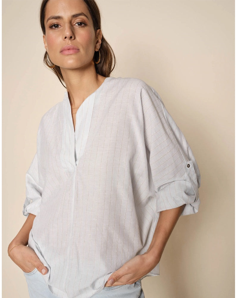 Mos Mosh Ginny Stripe Blouse - Skywriting