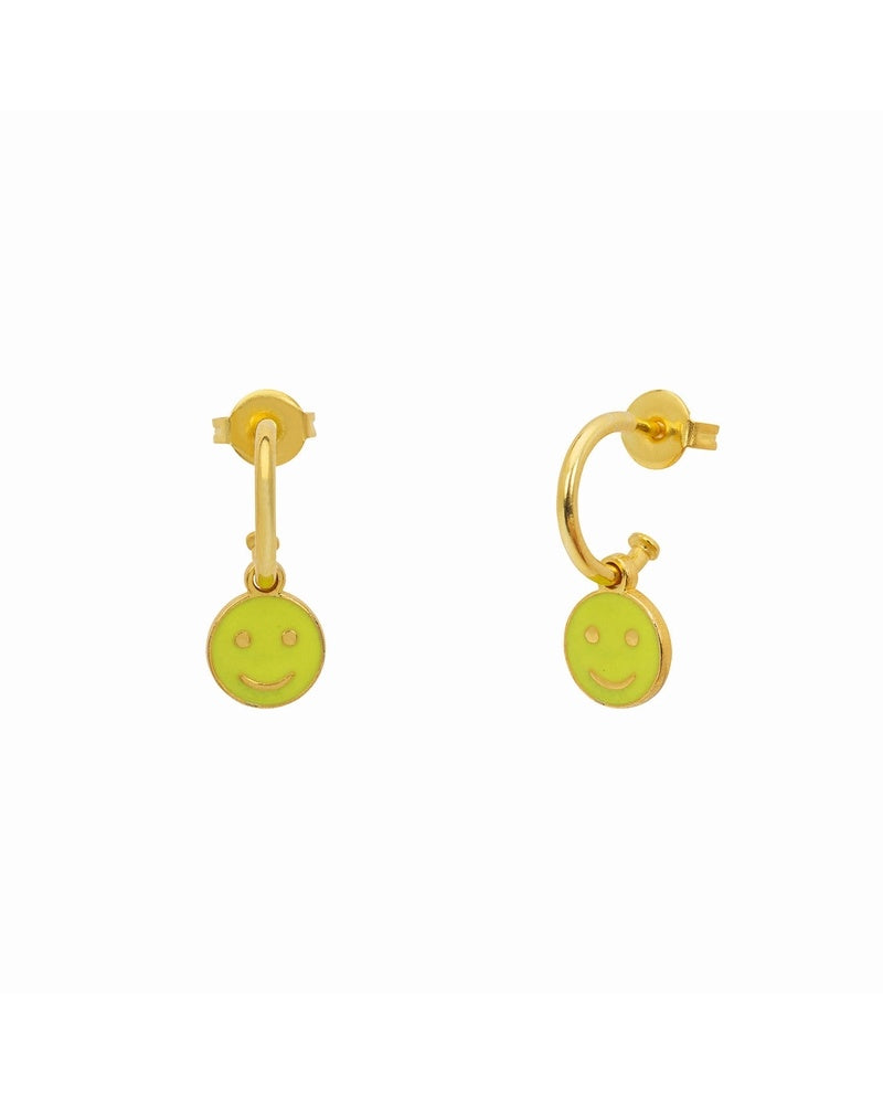 Une a Une Smiley Earrings - Yellow