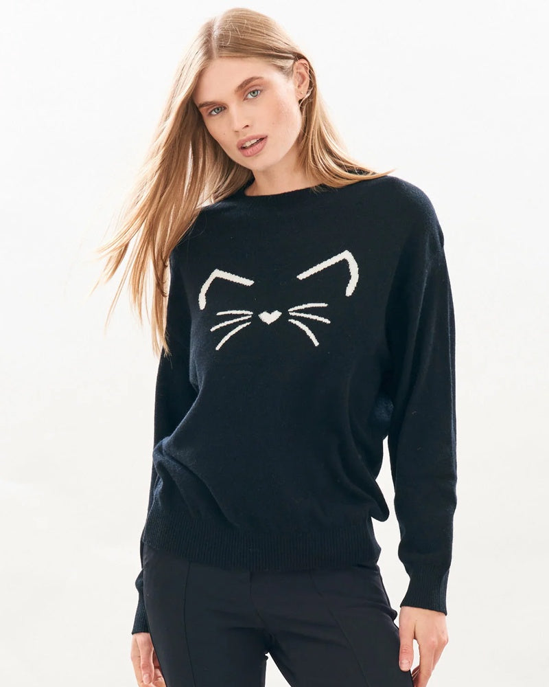 Jumper 1234 Cat Crew Jumper - Black