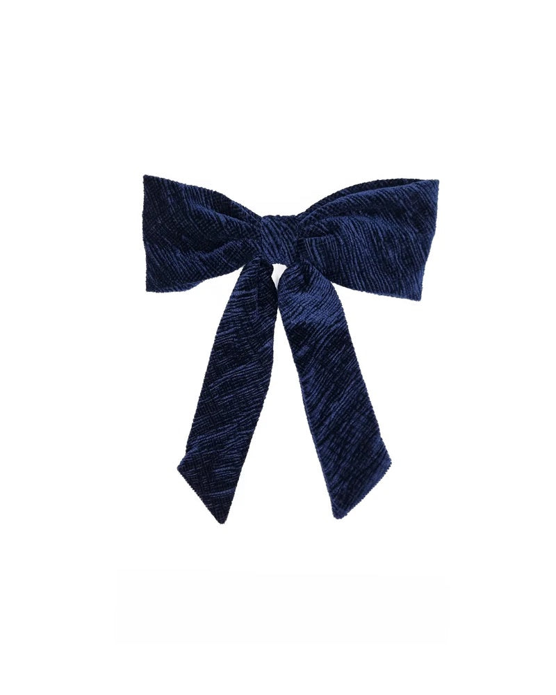 Nooki Crinkle Velvet Bow - Navy