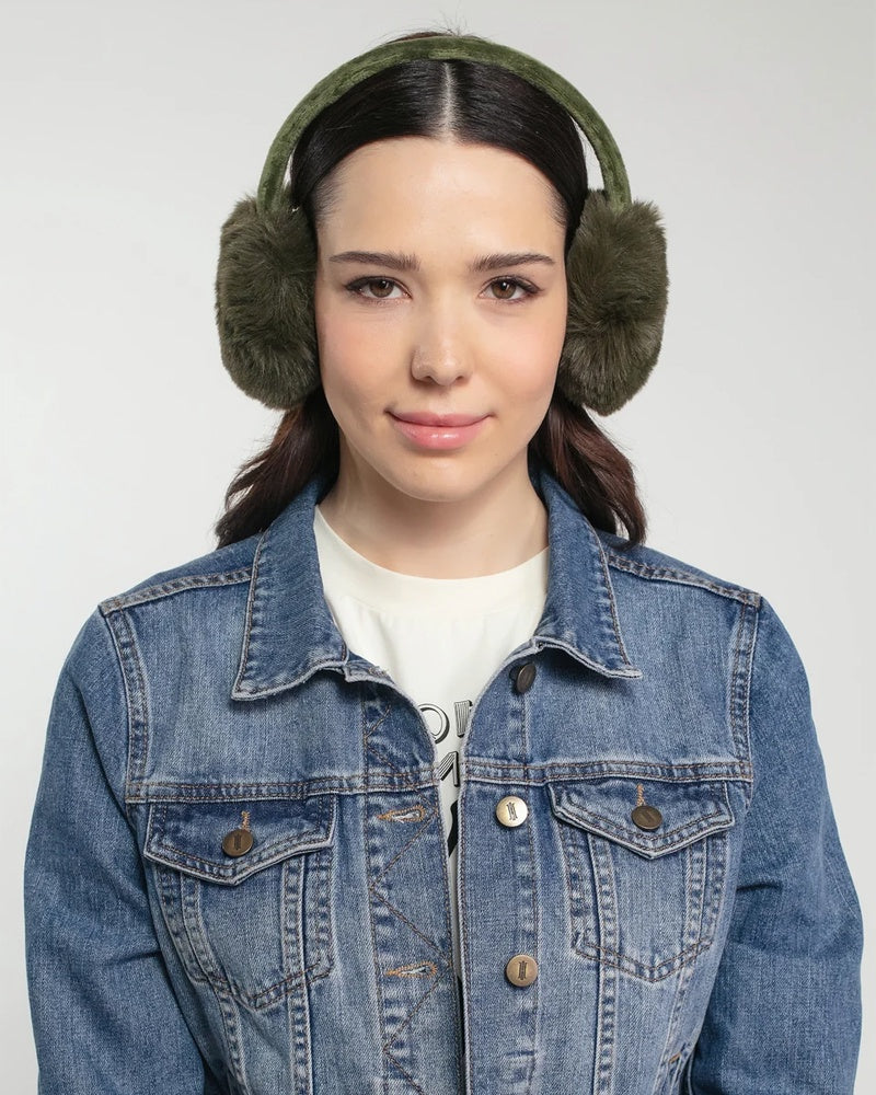 Nooki Edie Faux Fur Earmuffs - Olive