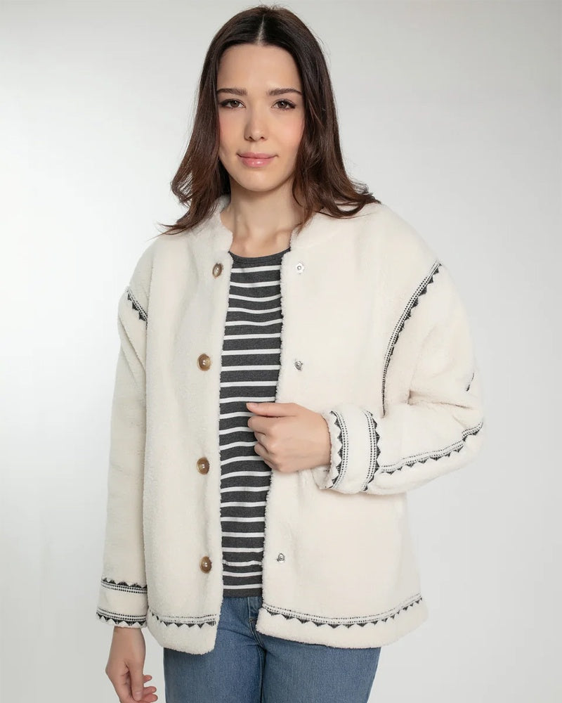 Nooki Poppy Borg Jacket - Cream