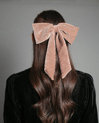 Nooki Crinkle Velvet Bow - Dusty Pink