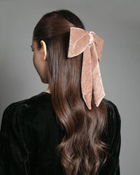 Nooki Crinkle Velvet Bow - Dusty Pink