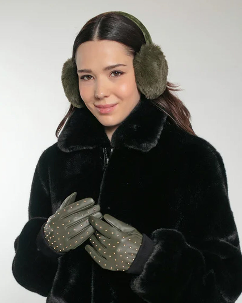 Nooki Edie Faux Fur Earmuffs - Olive