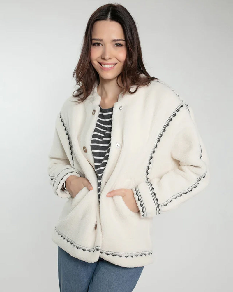 Nooki Poppy Borg Jacket - Cream