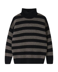 Jumper 1234 Stripe Breton Rollneck Jumper - Black/Grey
