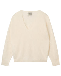 Jumper 1234 Brushed Boxy Vee Jumper - Ecru