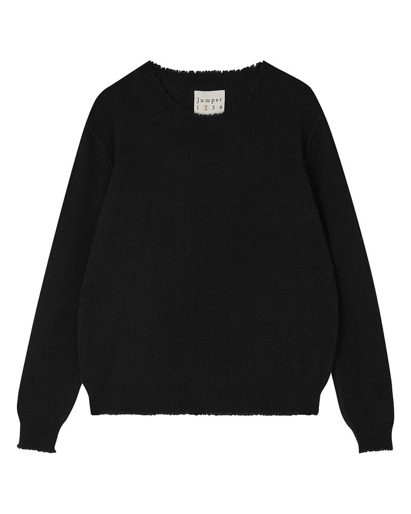 Jumper 1234 Distressed Crew Jumper - Black