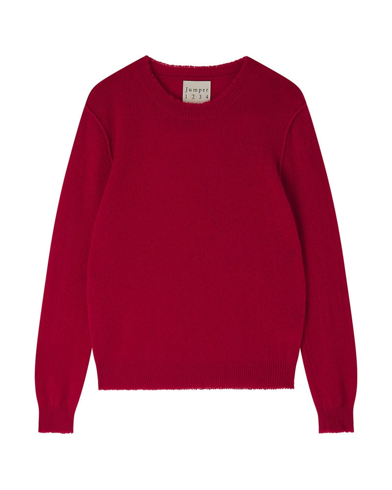 Jumper 1234 Distressed Crew Jumper - Red