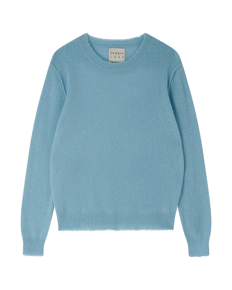 Jumper 1234 Distressed Crew Jumper - Sky Blue