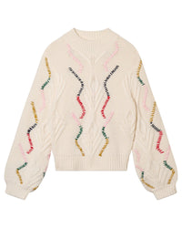 Jumper 1234 Overstitch Cable Turtle - Cream