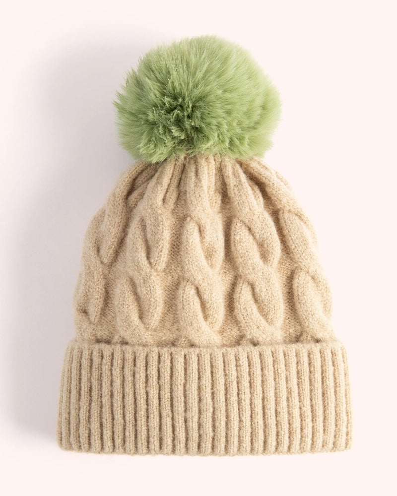 Powder Elise Bobble Hat - Cream/Sage