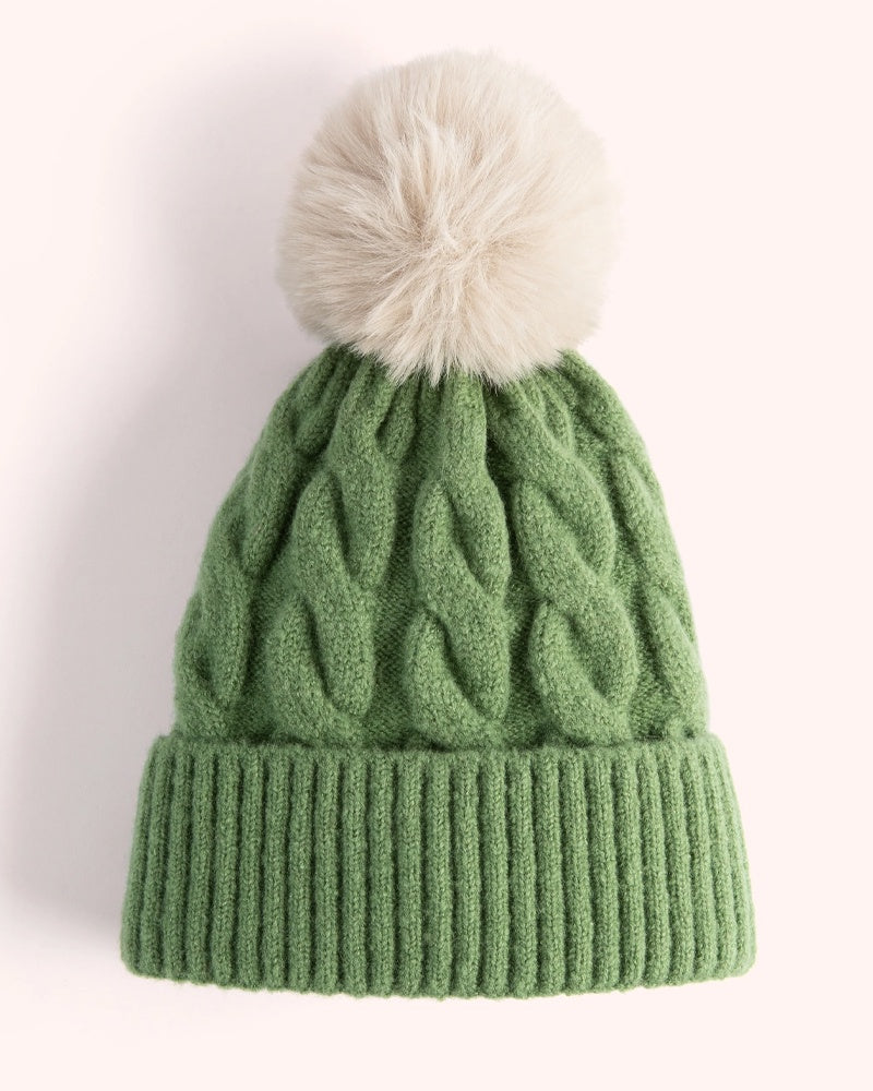 Powder Elise Bobble Hat - Sage/Cream