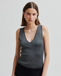 Second Female Bright Knit Top - Gunmetal