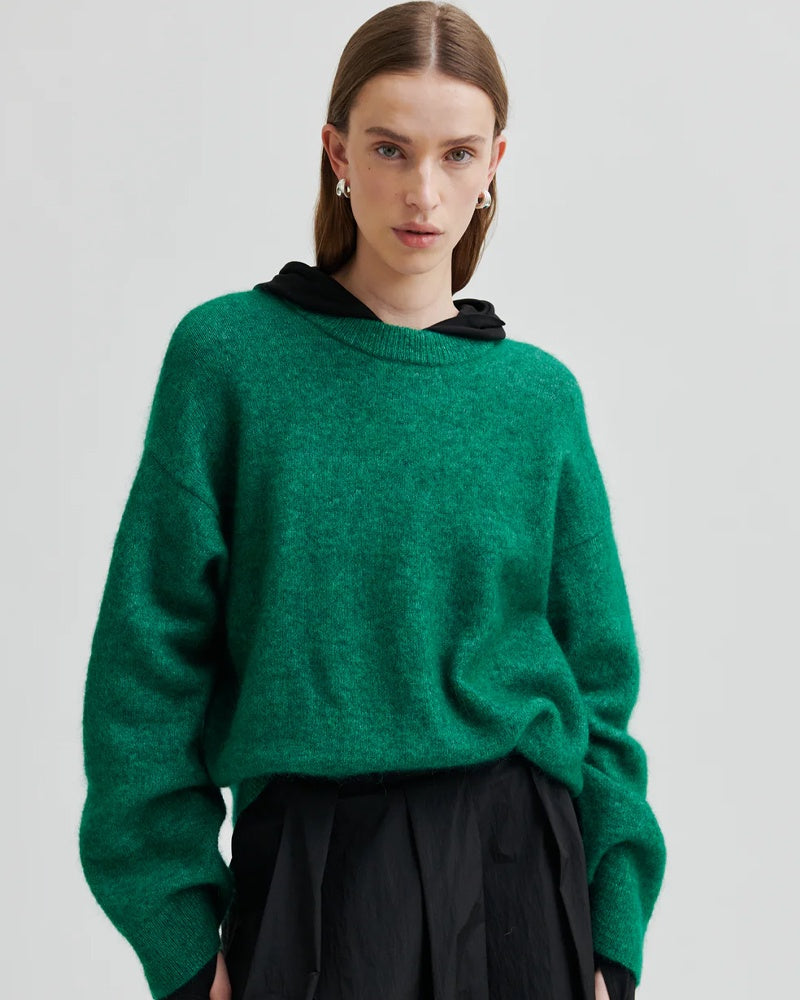 Second Female Brook Knit Drop Shoulder O-Neck - Lush Meadow