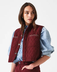 Seventy and Mochi Quilted Pablo Vest - Mulberry