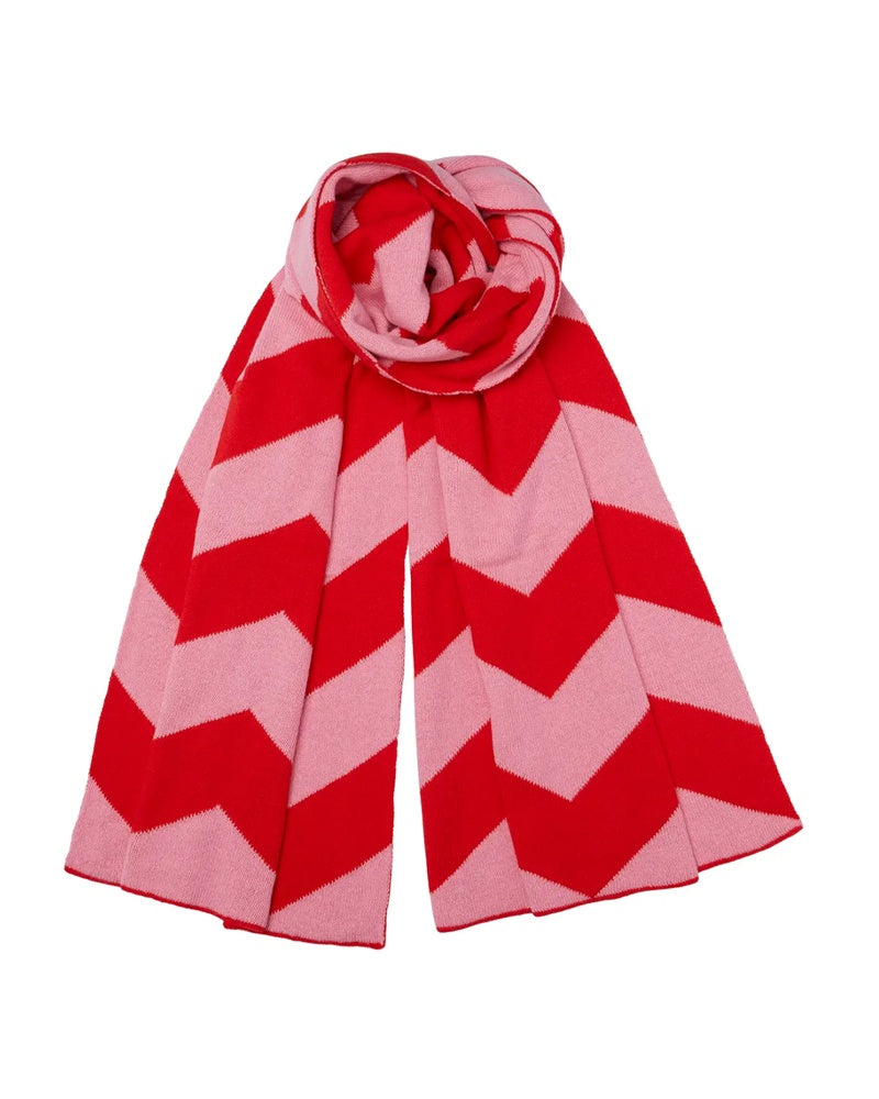 Somerville Chevron Cashmere Scarf - Pink/Red