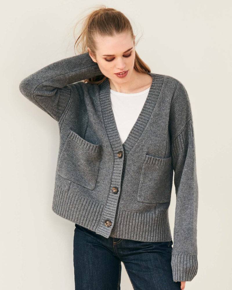Jumper 1234 Guernsey Cardigan - Iron