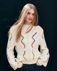 Jumper 1234 Overstitch Cable Turtle - Cream