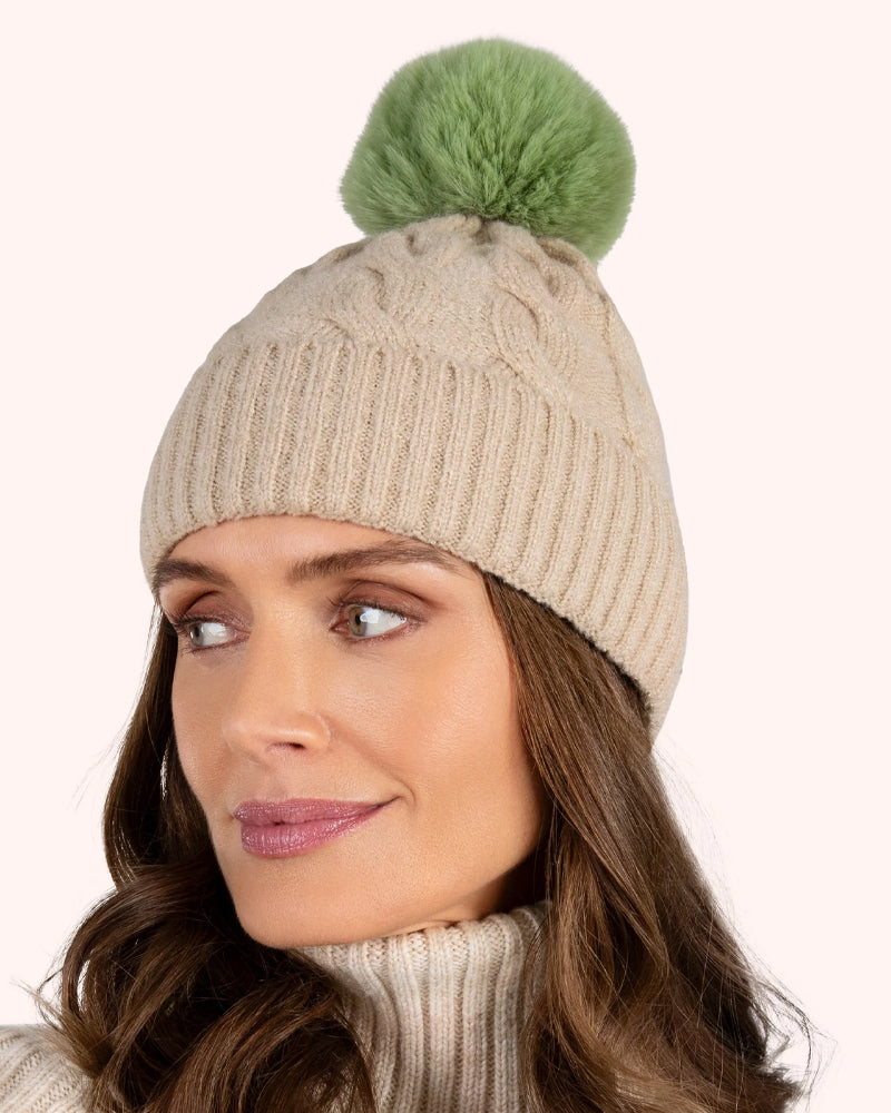 Powder Elise Bobble Hat - Cream/Sage