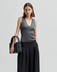 Second Female Bright Knit Top - Gunmetal