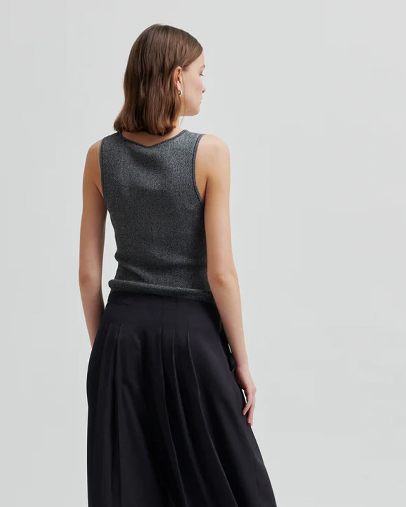 Second Female Bright Knit Top - Gunmetal
