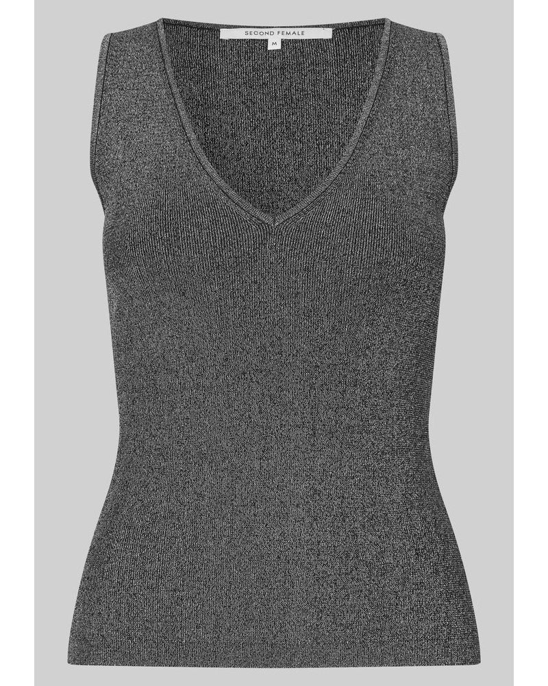 Second Female Bright Knit Top - Gunmetal