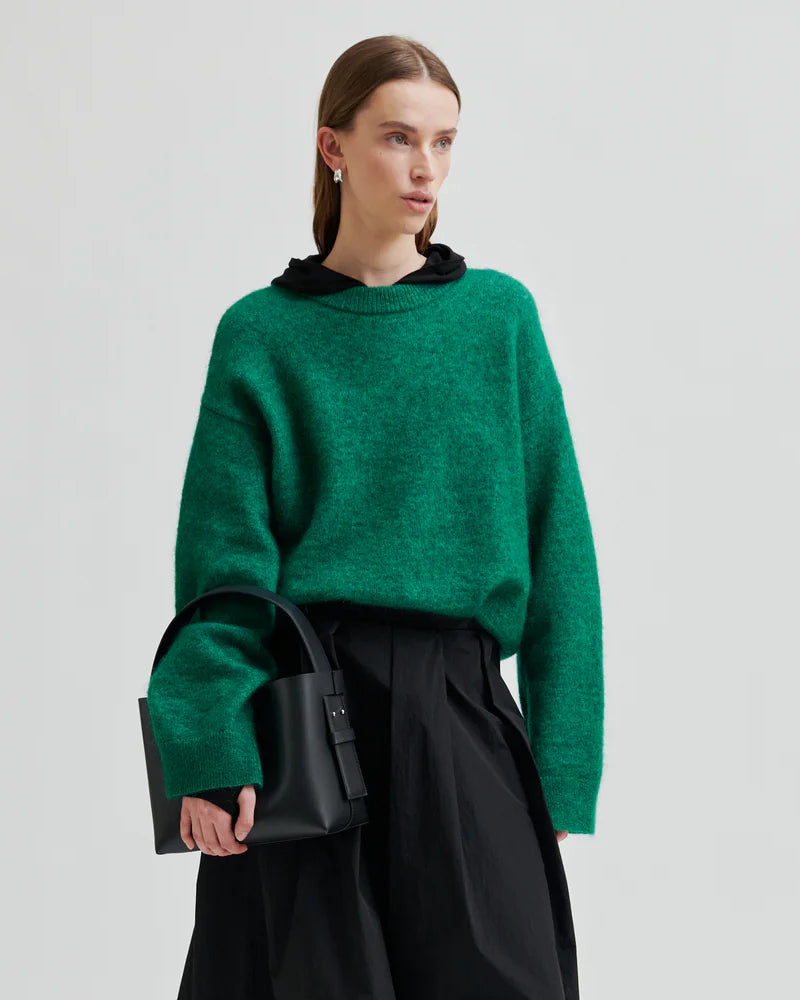 Second Female Brook Knit Drop Shoulder O-Neck - Lush Meadow