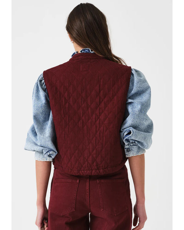 Seventy and Mochi Quilted Pablo Vest - Mulberry