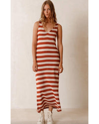 Indi and Cold Dress FG460 - Terracotta Stripe