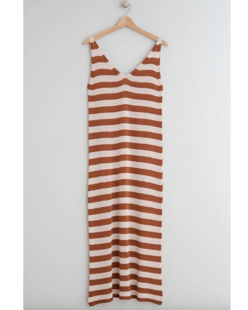 Indi and Cold Dress FG460 - Terracotta Stripe