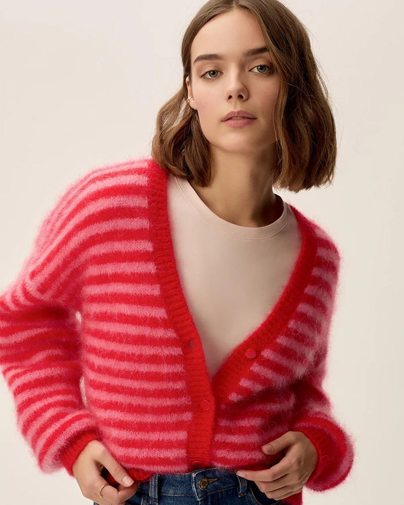 Des Petits Hauts Alvaro Cardigan - Pink/Red