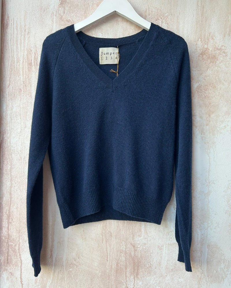 Jumper 1234 Crop Vee Jumper - Navy