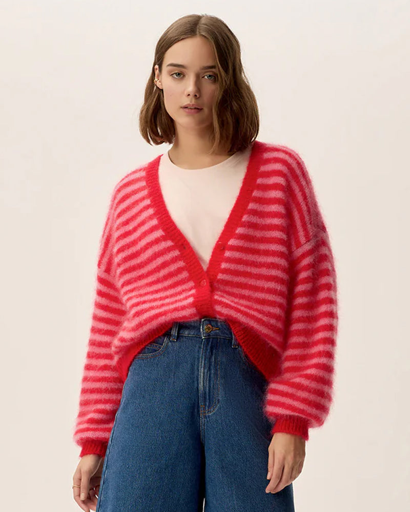 Des Petits Hauts Alvaro Cardigan - Pink/Red