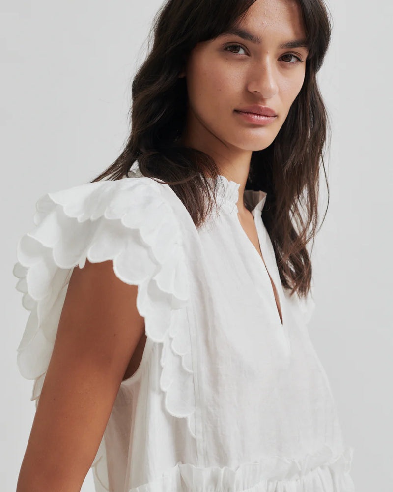 Second Female Terra Frill Top - white