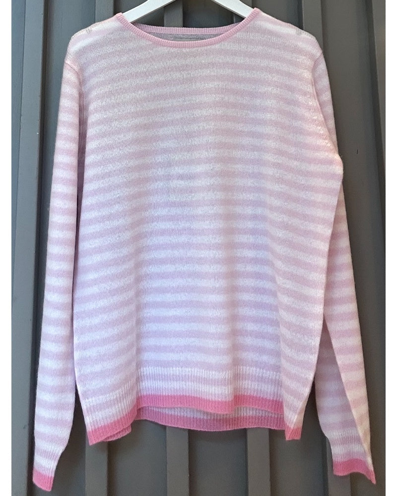 Jumper 1234 Little Stripe Crew Jumper - Sakura/Lily