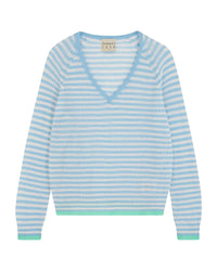 Jumper 1234 Little Stripe Vee Jumper - Blue/Cream